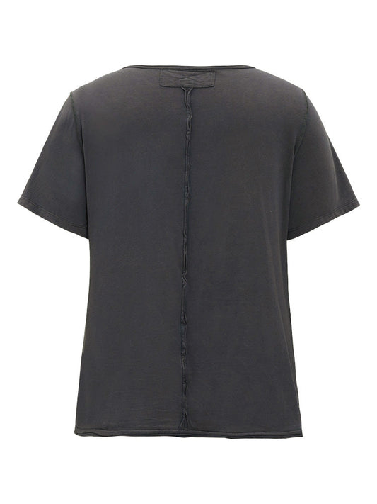 Plain Patched Detail Drop Shoulder T-shirt