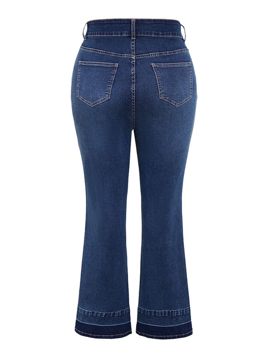 Flare Leg Very Stretchy Dark Wash Contrast Patchwork Jeans