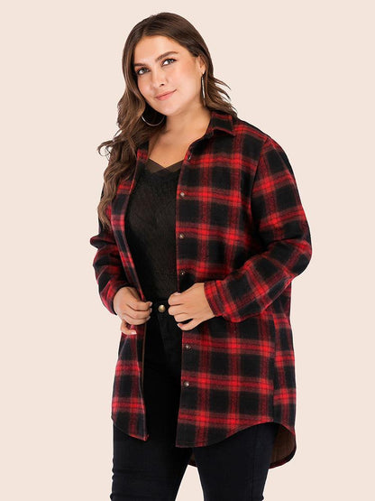 Classic Plaid Single Breasted Lapel Collar Shirt