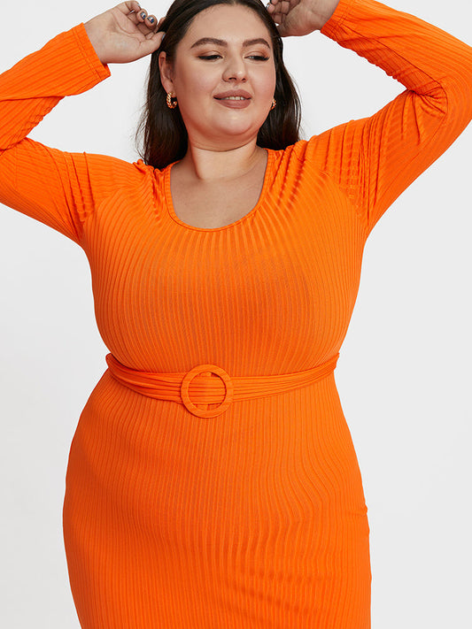 Belted Split Sweater Dress