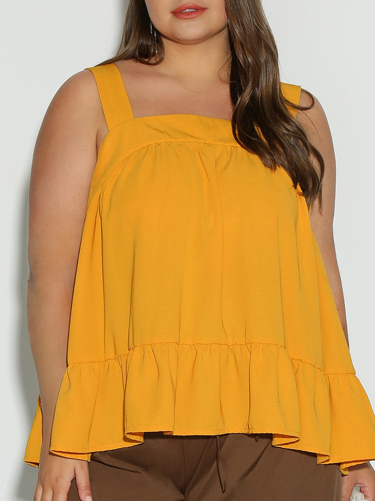 Ruffle Hem Backless Top