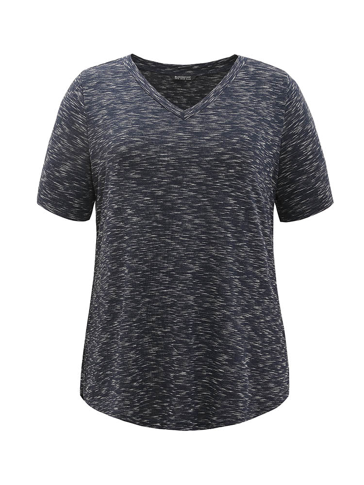 Heather Split Side Basic T-shirt