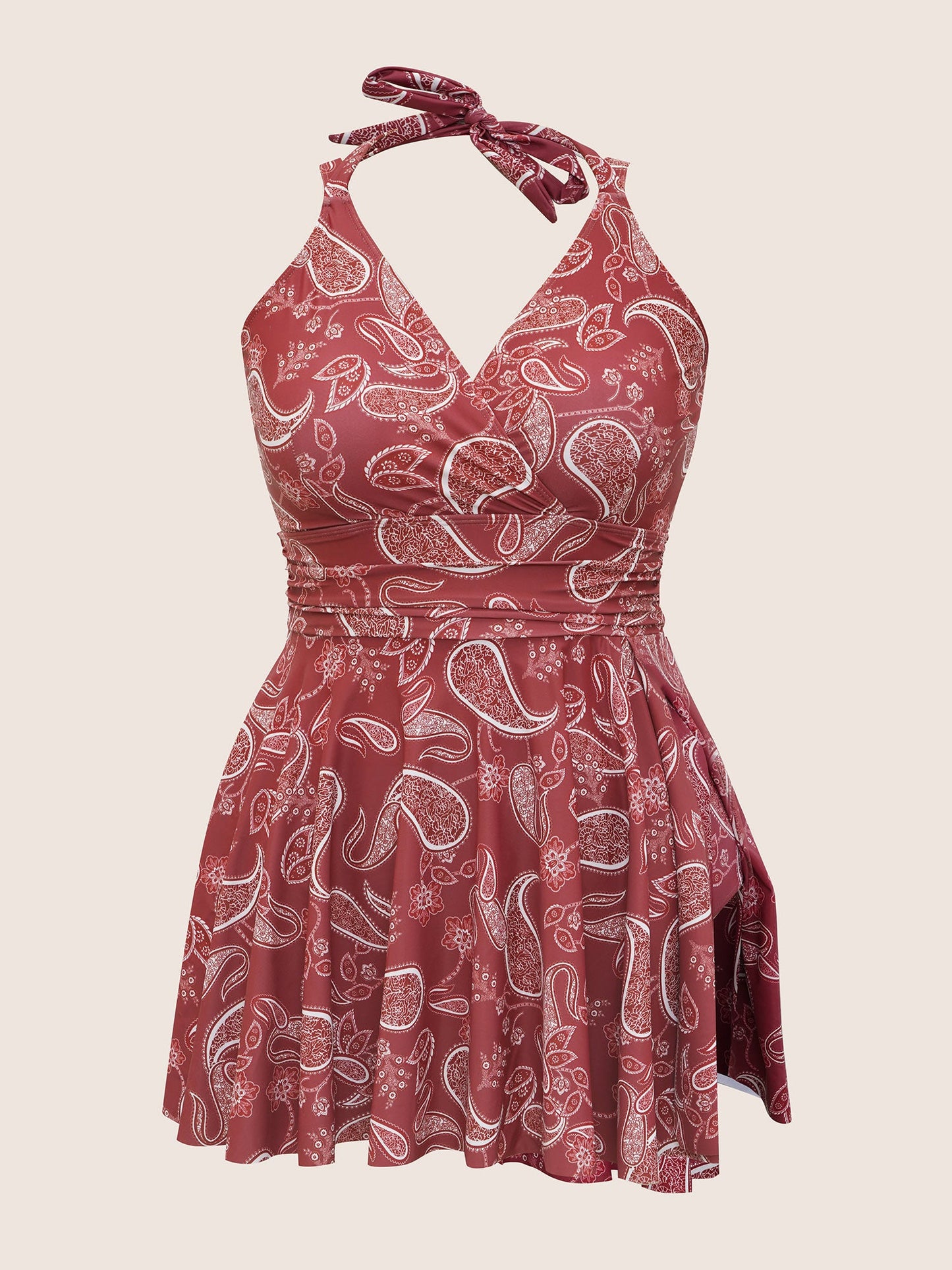 Paisley Print Knotted Wrap Swim Dress