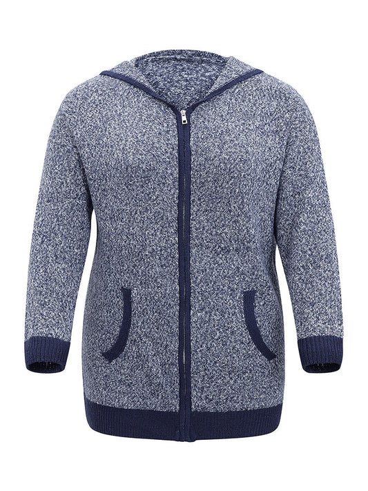 Supersoft Essentials Contrast Trim Heather Pocket Zipper Cardigan