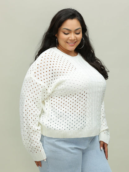 Cutout Open Round Neck Sweater