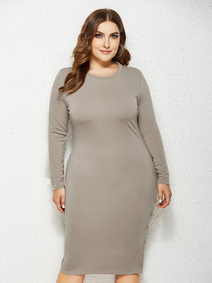 Button Solid Slim Fit Dress