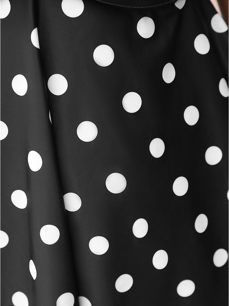 Polka Dot Ruched Detail Crossover Back Tankini Top