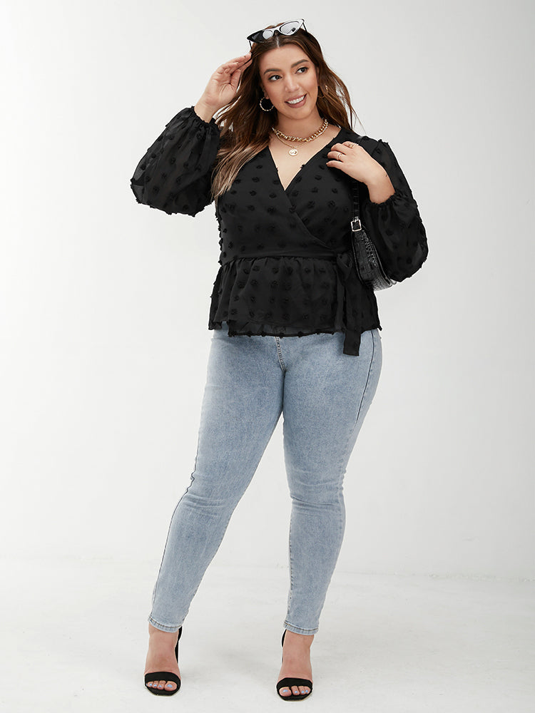 Solid Ties V Neck Blouse