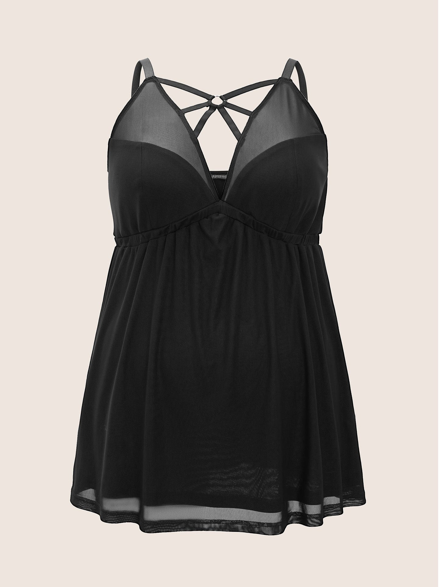 Crisscross Ring Mesh Patchwork Sleep Dress