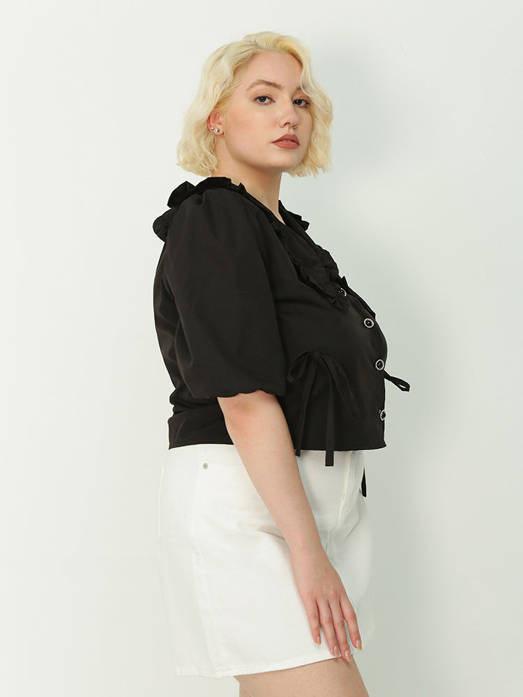 Peter Pan Collar Knotted Blouse