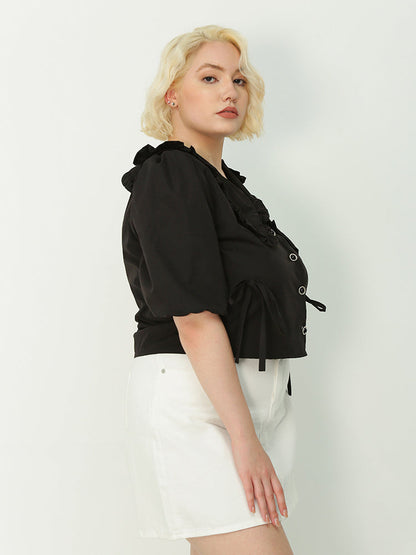 Peter Pan Collar Knotted Blouse