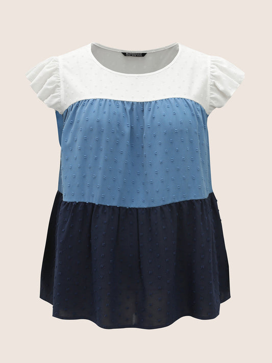 Contrast Texture Gathered Ruffles Tank Top