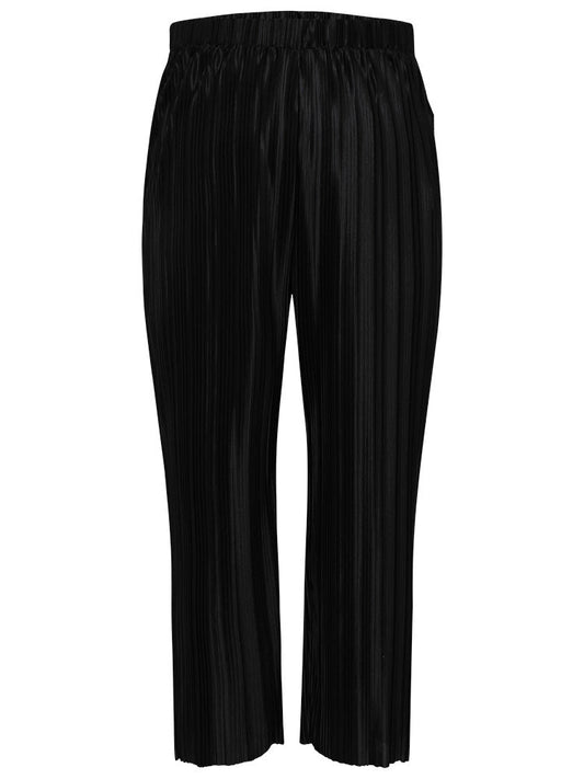 Solid Plisse Ankle Straight Leg Pants