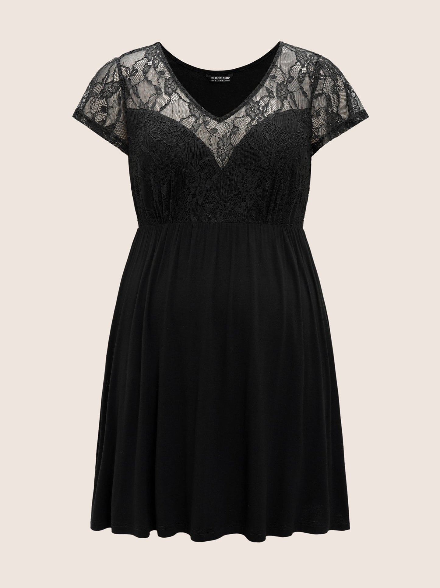 Crochet Lace Mesh Ruffle Sleeve Sleep Dress