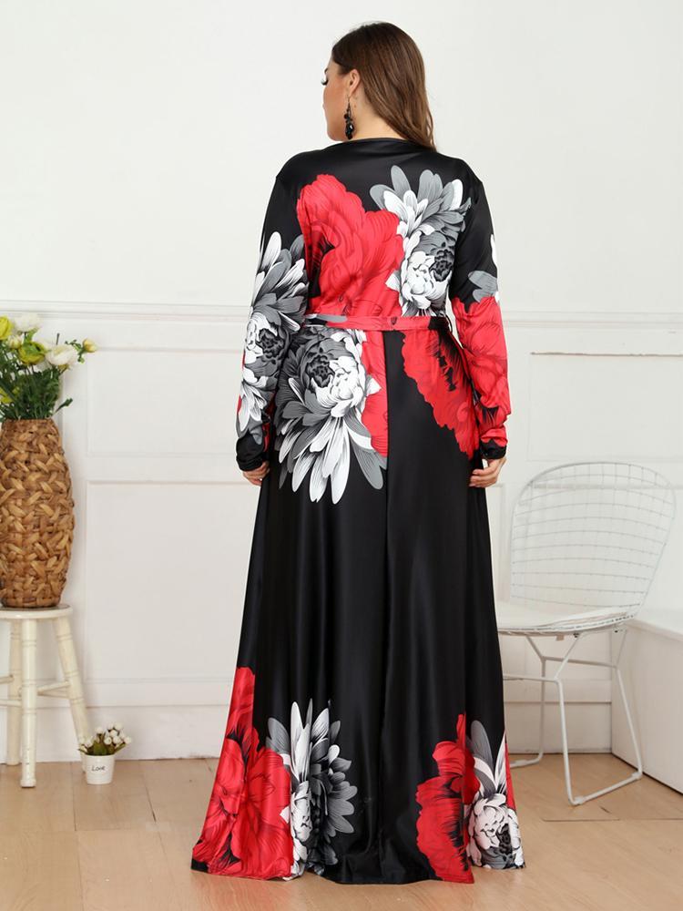 Printed Wrap Holiday Maxi Dress