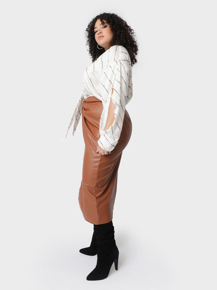 Printing Cut Out Knot Blouse