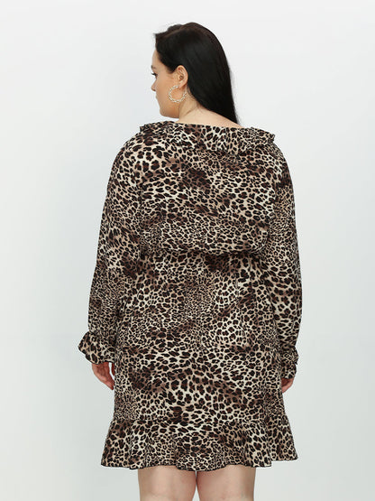 Ruffle Hem Leopard Dress