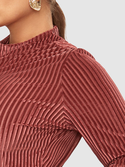 Samantha Business Casual - Rib-knit Velvet T-shirt