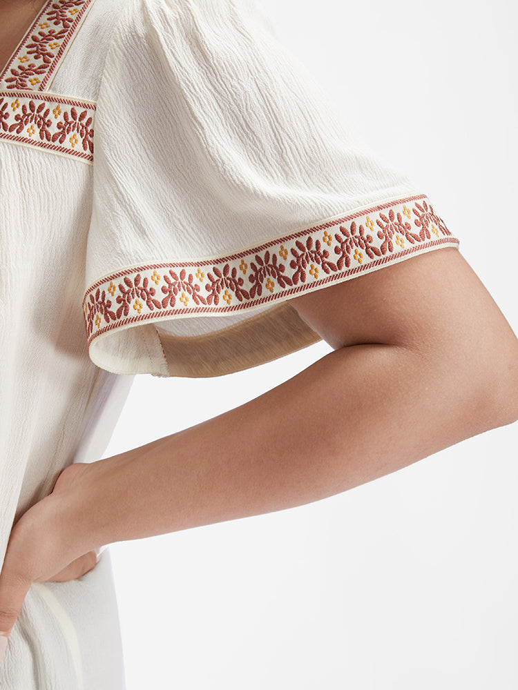 Square Neck Floral Pattern Blouse