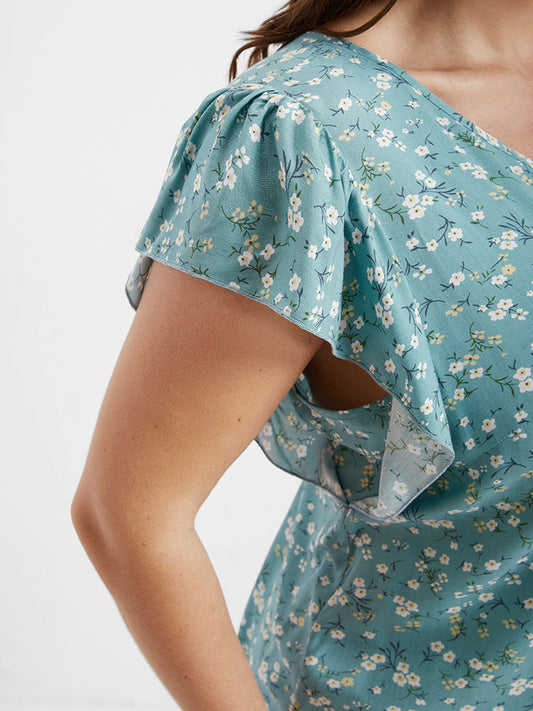 Ditsy Floral Flutter Sleeve T-Shirt