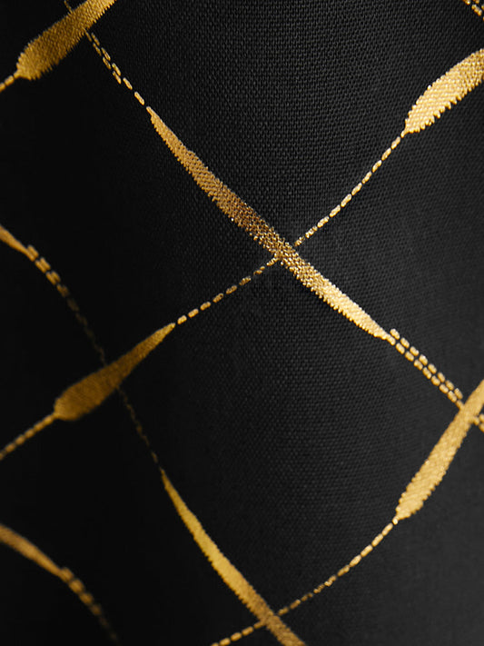 Argyle Print V Neck Lantern Sleeve Blouse