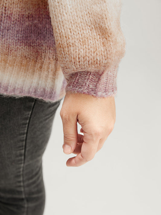 Ombre Spacedye Knit Mock Neck Heather Knit Top