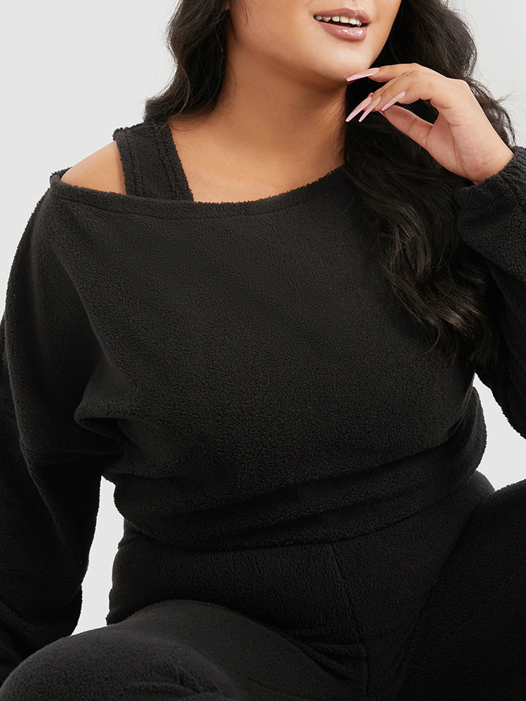 3pcs Solid Teddy Lounge Set