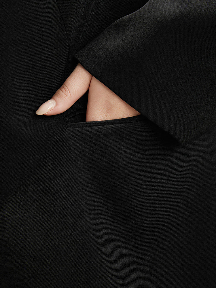 Solid Beaded Button Up Flap Pocket Blazer