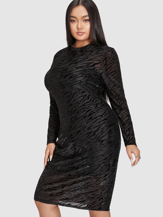 Water Ripple Mesh Bodycon Dress
