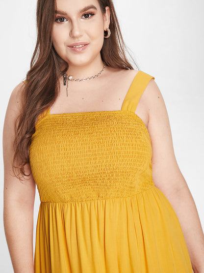 Plain Ruffle Shirred Eyelet Lace Maxi Dress