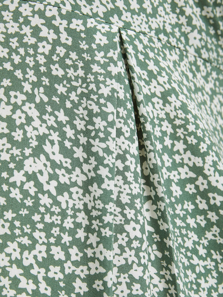 Bloom Dress - Floral Printed V Neck Ruffled Knee Dress