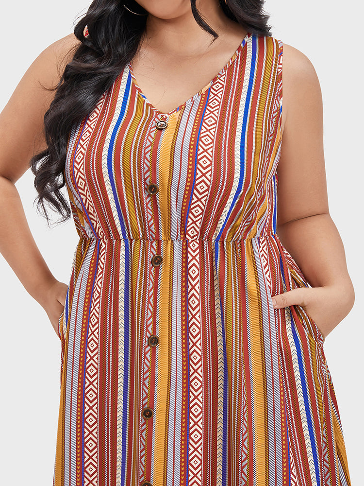 Bandana Pocket Button Front Tank Maxi Dress