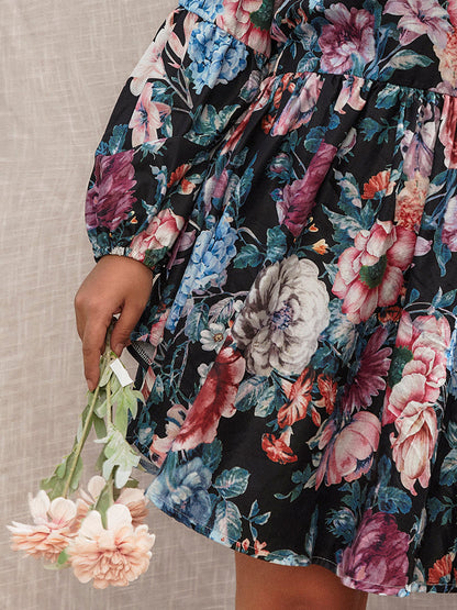 ruffled hem knot front floral dress