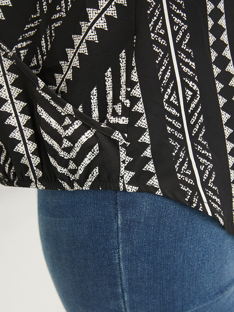 Striped Geometric Backless Arc Hem Wrap Cami Top