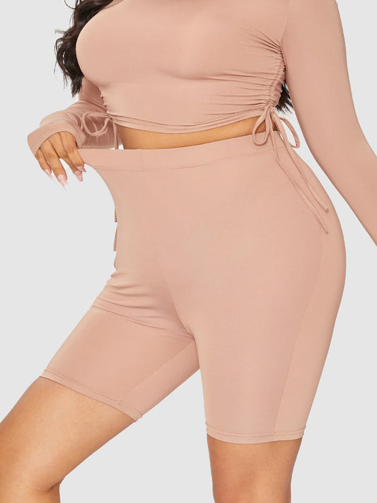 Side Ruched Drawstring Bodycon Lounge Set