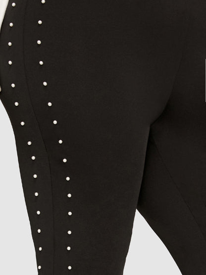 Plain Side Beaded Skinny Leggings