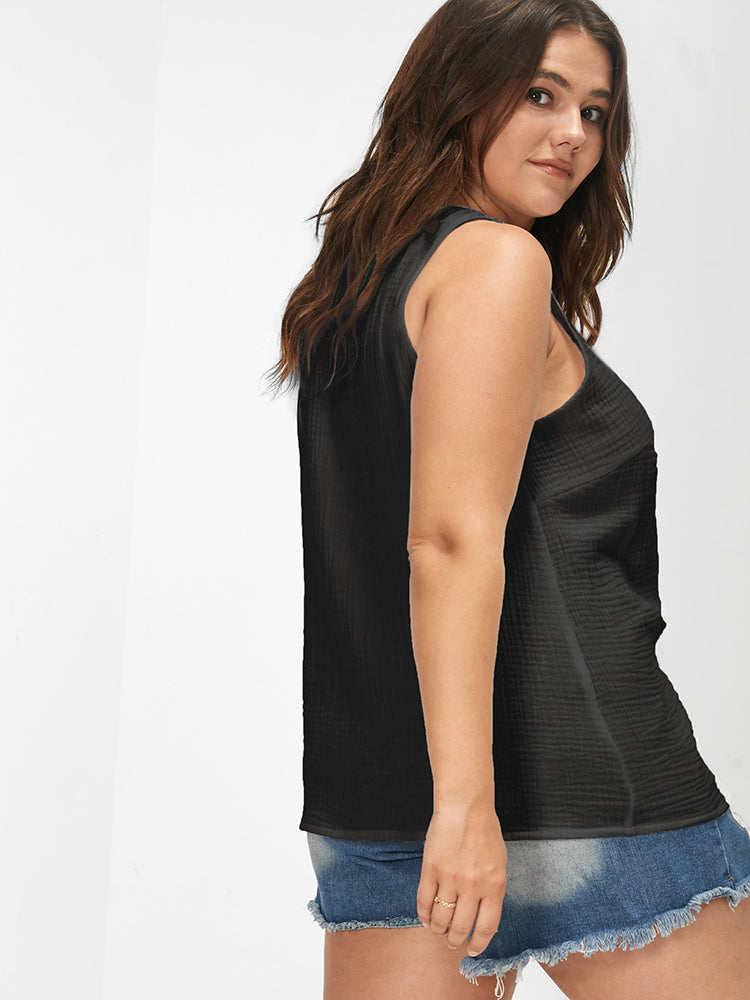 Solid  Button Down Tank Top