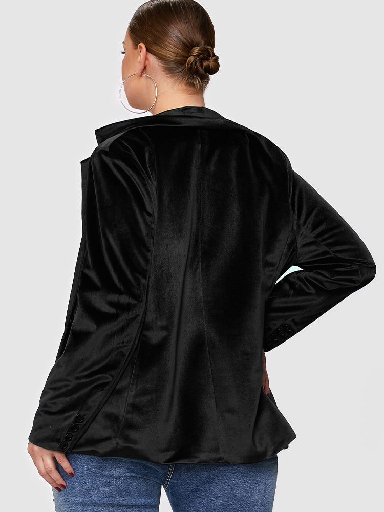 Button Velvet Pocket Blazer