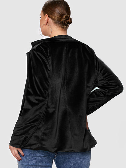 Button Velvet Pocket Blazer