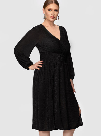 High Split V-neck Dress