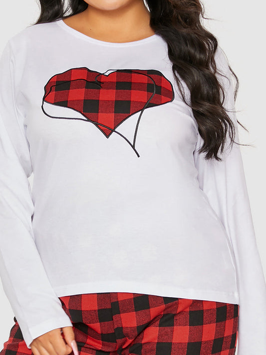 Heart Pattern Tartan Lounge Set