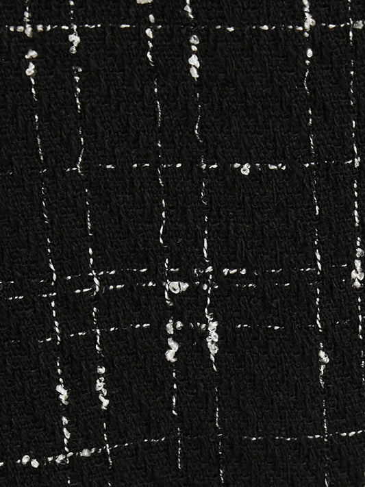 Plaid Tweed Pocket Wide Leg Pants