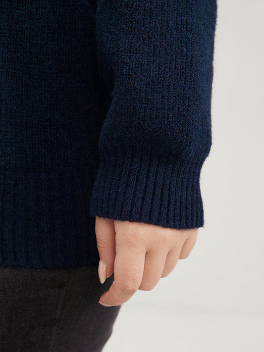 Solid Super Soft Plush Knit Zip Neck Knit Top