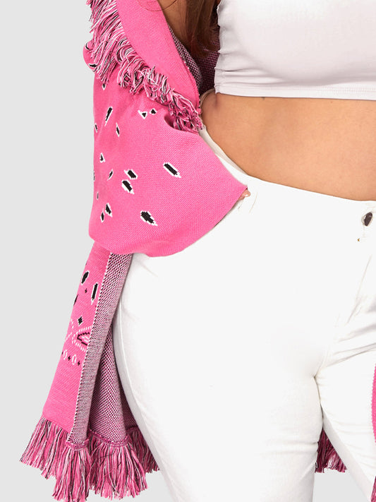 Bandana Tassel Detail  Belted Cadigan