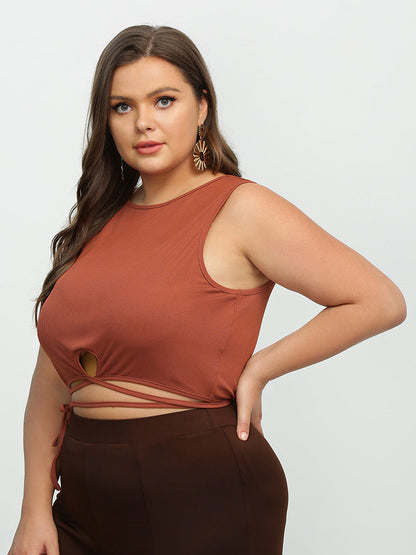 Keyhole Sleeveless Knotted Top