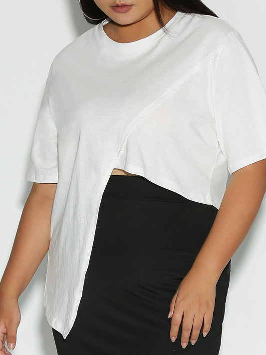 Irregular Hem Round Neck T-Shirt