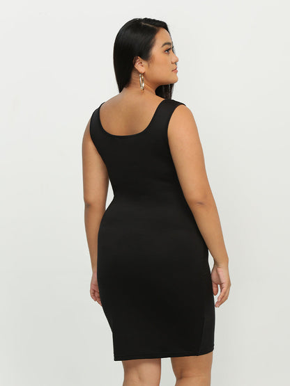 Sleeveless Backless Solid Dress