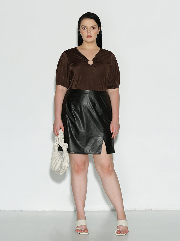 Notch Short Sleeve Top