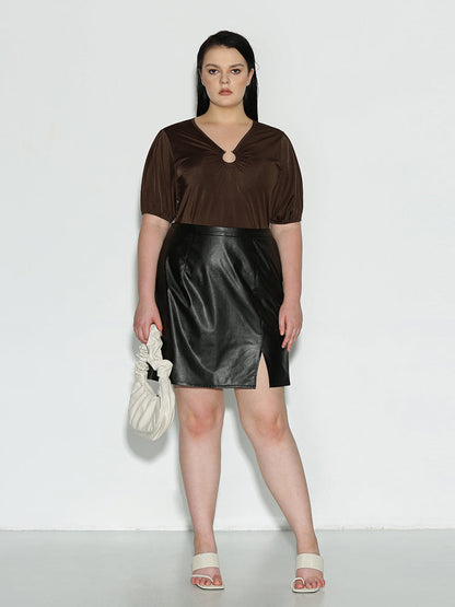 Notch Short Sleeve Top