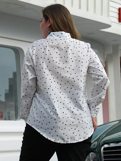 Heart Printed Bow Tie Lapel Shirt